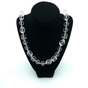 Vintage 28" Lucite Clear Chunky Necklace and Earrings Set